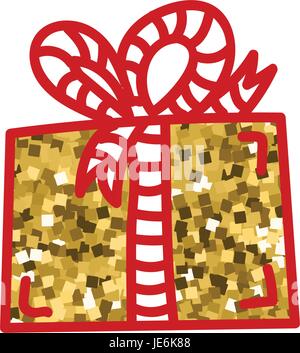 Boîte-cadeau avec ruban, vector icon avec la texture or. Clip isolé à la main-d'art, de l'élément de conception pour les cadeaux ou souvenirs flyer, bannière, coup Illustration de Vecteur