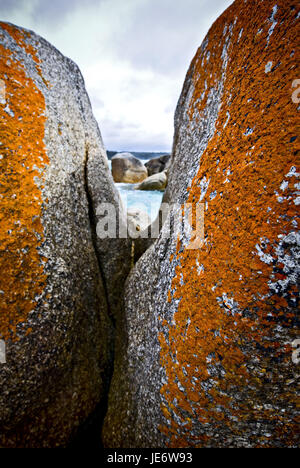 L'Australie, la Tasmanie, la formation de la bile, Bay of Fires, St Hélène, granite rock, Banque D'Images