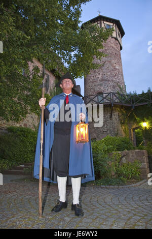 Allemagne, Hesse, Hesse du sud, Michel bois, ode's Town, la vieille ville, le mur de la ville, l'attaque du voleur, gardien de nuit, Banque D'Images