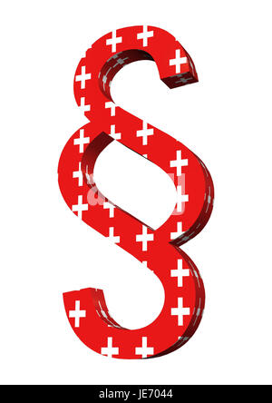 Caractères paragraphe couleurs nationales en Suisse,
