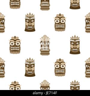 Masque tiki en bois motif transparent vecteur. Illustration de Vecteur