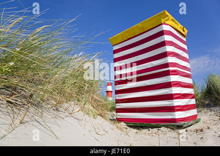 Allemagne, Basse-Saxe, parc national des vasières, dans le Nord de l'Allemagne, la mer du Nord, mer du Nord, en Frise orientale, les Frisons de l'Est, Borkum, South beach, phare électrique, Banque D'Images