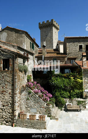 L'Italie, la Toscane, la Maremma, Capalbio, bâtiments historiques, Banque D'Images