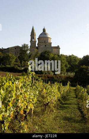 Italie, Toscane, Montepulciano, voir à l'église Madonna Tu San Biagio, Banque D'Images