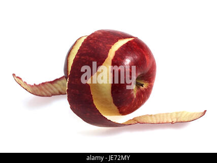 Apple, Royal Gala, Malus domestica, pelées, fond blanc, Banque D'Images