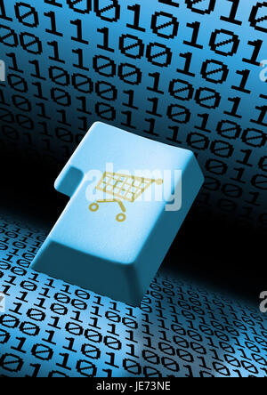 Bouton de l'ordinateur par panier, des nombres binaires, Banque D'Images