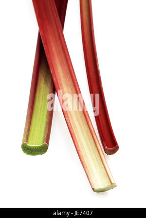 Les bâtonnets de rhubarbe fraîche, Rheum rhaponticum, Banque D'Images