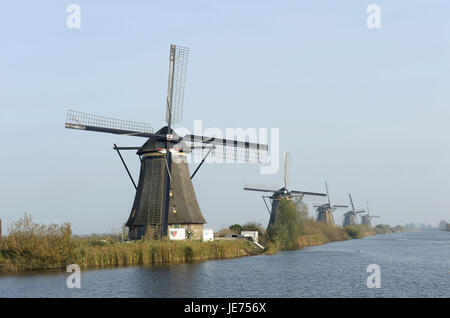 La Hollande, Pays-Bas, province de Nordholland, Kinderdijk, moulins à vent, Banque D'Images