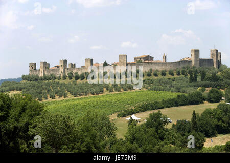 Italie, Toscane, vue à Monteriggioni, Banque D'Images