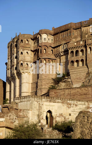 L'Inde, Rajasthan, Jodhpur Mehrangarh Fort, sur une colline, Banque D'Images