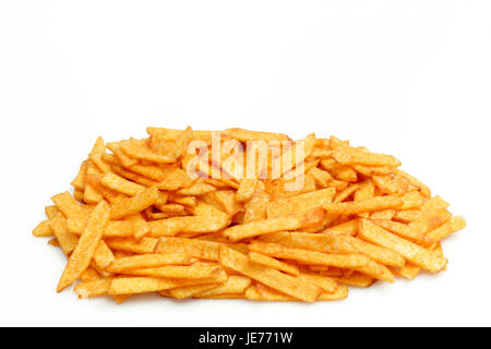 Pomme de terre frites sur fond lumineux. tourné en studio Banque D'Images