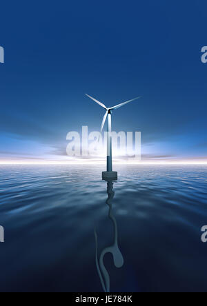 Wind turbine dans l'eau, Banque D'Images