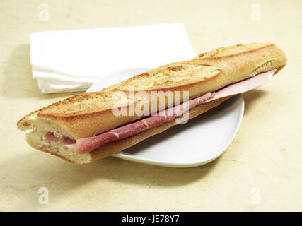 Sandwich, jambon, beurre, plaque, Banque D'Images