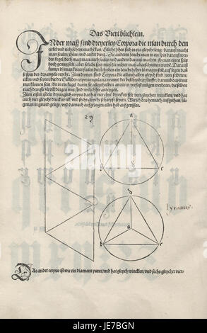 Underweysung der Messung d'Albrecht Dürer est un traité détaillé sur les techniques de mesure, axé sur la géométrie, les proportions et leur application dans l'art et l'architecture à la Renaissance. Banque D'Images
