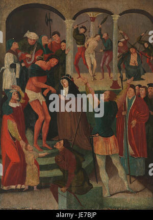 'Ecce Homo', attribué à un artiste anonyme du Brabant, représente le moment de la présentation du Christ à la foule avant sa crucifixion. La peinture capture l'intensité émotionnelle de la scène. Banque D'Images