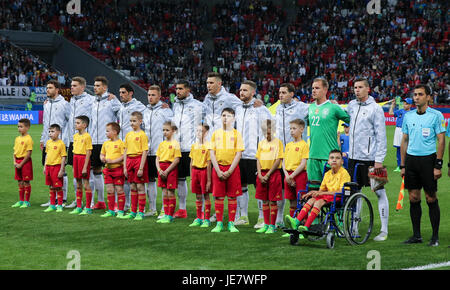 Kazan, Russie. 22 Juin, 2017. Les joueurs de l'Allemagne réagir devant le groupe B match entre l'Allemagne et le Chili à la Coupe des Confédérations de la FIFA 2017 à Kazan, Russie, le 22 juin 2017. Le match s'est terminé par un nul 1-1. Credit : Bai Xueqi/Xinhua/Alamy Live News Banque D'Images