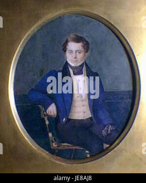 Le portrait de Don Manuel Bernardino de Charles Henri Pellegrini capture la ressemblance de cette figure du XIXe siècle dans un style classique. La peinture reflète l'habileté de Pellegrini dans le portrait et son attention aux détails dans le rendu du sujet. Banque D'Images