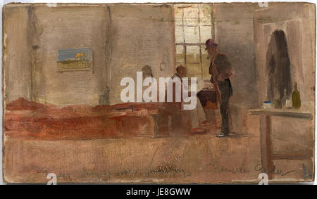 Camp des Impressionnistes de Charles Conder, une œuvre d'art reflétant la pratique de la peinture en plein air du mouvement impressionniste. La peinture capture le camp des artistes dans la campagne, mettant en valeur la lumière naturelle, les couleurs vibrantes et le pinceau spontané typique du mouvement. Banque D'Images