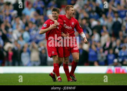 STEVEN GERRARD JOHN ARNE RIISE CHELSEA V LIVERPOOL ANGLETERRE MANCESTER Old Trafford 22 Avril 2006 Banque D'Images