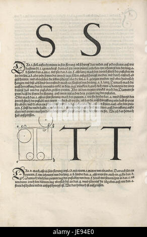 Underweysung der Messung d'Albrecht Dürer est un traité du XVIe siècle sur les techniques de mesure. L’œuvre détaille les méthodes de constructions géométriques et les proportions artistiques. Banque D'Images