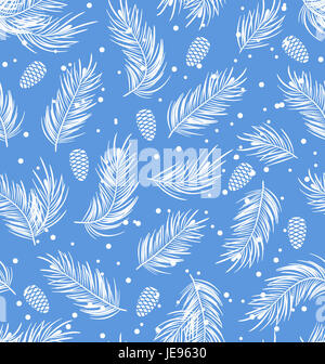 Illustration avec motif transparent branches de sapin et les cônes, Fond d'hiver - Banque D'Images
