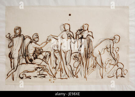 La sculpture de Bertel Thorvaldsen « Paris et les trois déesses » représente l'histoire mythologique de Paris, le prince troyen, et son jugement entre trois déesses, mettant en valeur le néoclassique Banque D'Images