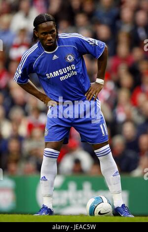 DIDIER DROGBA CHELSEA FC ANFIELD LIVERPOOL ANGLETERRE 19 Août 2007 Banque D'Images