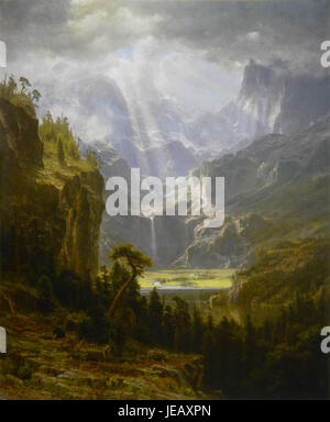 Les montagnes Rocheuses, Lander's Peak (Albert Bierstadt), 1863 (huile sur toile - scan) Banque D'Images