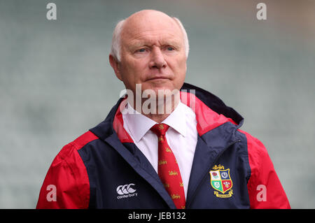 Les Lions britanniques et irlandais John Spencer tour manager pendant la séance de formation au stade de QBE, Auckland. Banque D'Images