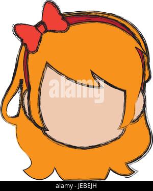 Anime chibi girl avatar par défaut de contour Illustration de Vecteur