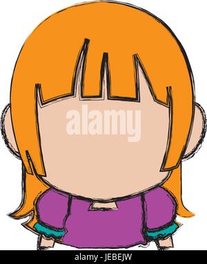 Manga Anime chibi girl peu de caractères Illustration de Vecteur