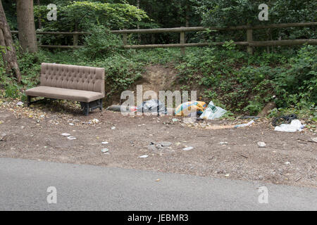 Fly-tipping dans les ruelles de Buckinghamshire ! Banque D'Images