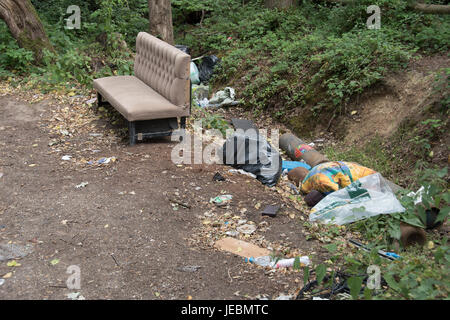 Fly-tipping dans les ruelles de Buckinghamshire ! Banque D'Images