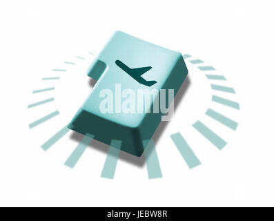 Bouton de l'ordinateur en avion, Banque D'Images