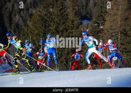 Sports d'hiver, le biathlon, coupe du monde, dimension, Antholz démarrer, passage, Banque D'Images