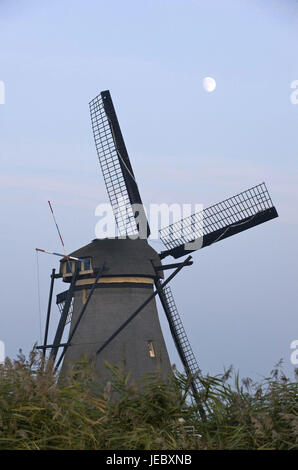 La Hollande, Pays-Bas, province de Nordholland, moulin de Kinderdijk, Banque D'Images