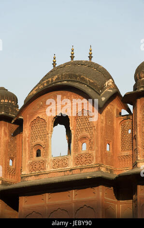 L'Inde, Rajasthan, Jaipur, vieille ville, immeuble, façade en rose, Banque D'Images