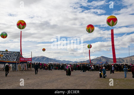 Fête traditionnelle des souches en Gerze dans l'ouest du Tibet, l'Asie, Banque D'Images