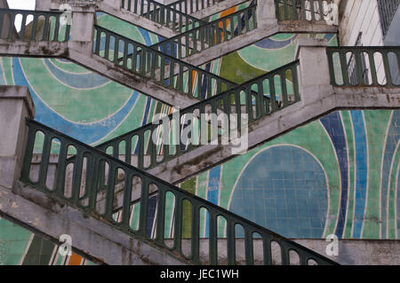 Escalier peint à Alger, capitale de l'Algérie, l'Afrique, Banque D'Images