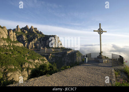 L'Espagne, la Catalogne, vue sur le cloître de Montserrat, Banque D'Images