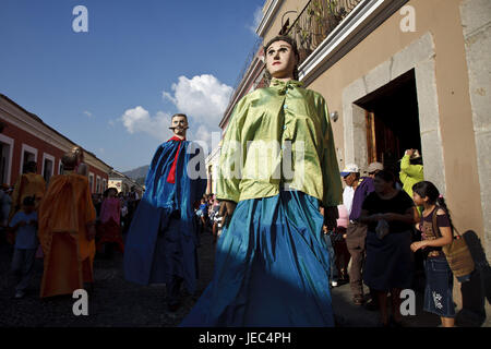 Guatemala, Antigua Guatemala, enregistrer, rue Gigantes, nouvelle année, Banque D'Images