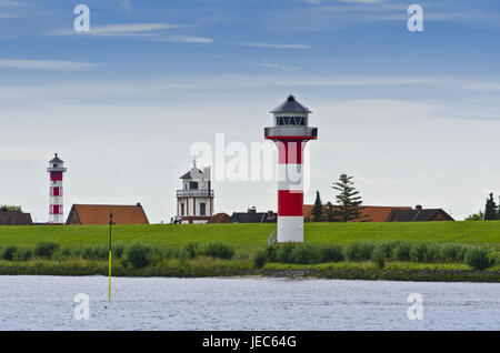 Allemagne, Hambourg, l'Elbe, vieux pays, Jork, Lühe, phare, Banque D'Images