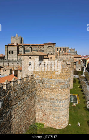 L'Espagne, Castille et Léon, Avila, les murailles de la ville, Banque D'Images