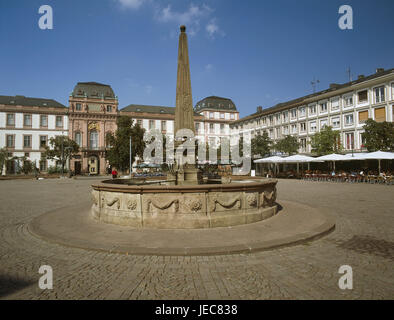 Allemagne, Hessen, Darmstadt, marché, marché de résidence, eh bien, ses cafés de rue, ville, vue sur la ville, square, eh bien, la structure, historiquement, l'architecture, l'endroit d'intérêt, gastronomie, cafés, restaurants de rue, pavés, à l'extérieur, Banque D'Images