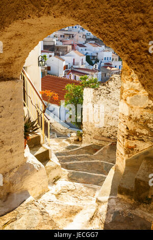 Avis de Ioulida village sur l'île de Kéa en Grèce. Banque D'Images
