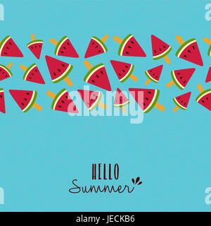 Hello summer text quote conception avec plaisir watermelon ice cream illustration modèle homogène. Vecteur EPS10. Illustration de Vecteur