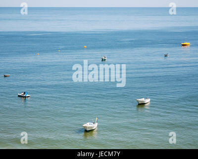 Billet d'Algarve au Portugal - sangliers dans l'eau de l'océan Atlantique près de la plage Praia do Peneco urbain à Albufeira city Banque D'Images