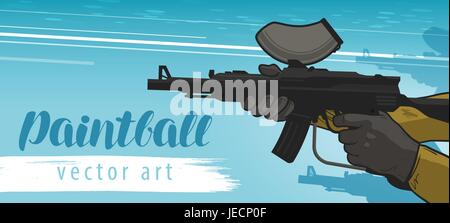 Bannière de Paintball. Jeu d'équipe de sport. Cartoon vector illustration Illustration de Vecteur