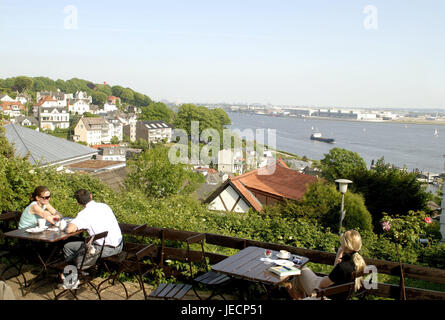 Allemagne, Hambourg Blankenese, montagne, l'hiloire, maisons d'habitation, l'été, l'Allemagne du Nord, ville hanséatique, ville, quartier de la ville, ville quatrième, hill, mountain, maisons, immeubles, villas, des zones d'habitation, de la rivière, l'Elbe, Banque D'Images