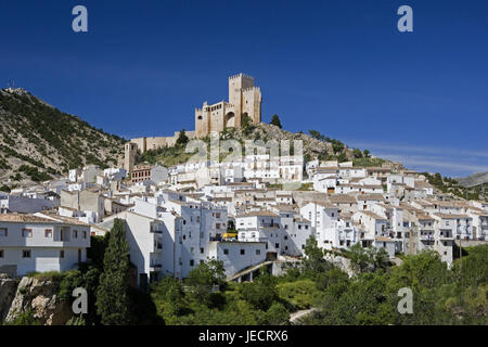 Espagne, Andalousie, Velez Blanco, vue sur ville, château, montagne, ville, maisons, maisons résidentielles, Hill, parc du château, forteresse, lock, la structure, l'architecture, la place d'intérêt, destination, tourisme, Banque D'Images